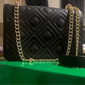 Black and gold crossbody purse